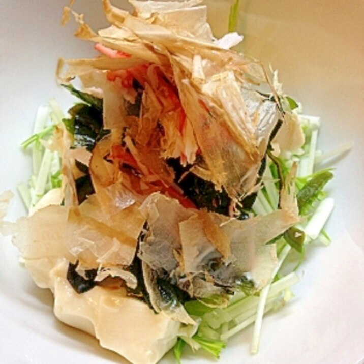 ワカメと水菜の豆腐サラダ